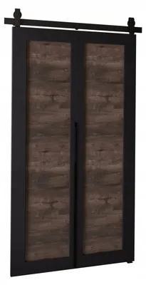 Produktbild von KierMoebel Schiebetür Komplettset QUDIO M1 Schwarz + Esche 96x205x3,2 cm Wohnzimmer Schiebetür