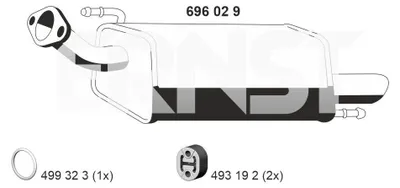 Immagine prodotto di ERNST 696029 Silenziatore terminale per NISSAN JUKE (F15) Impianto di scarico