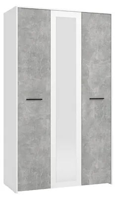 Produktbild von Dmora Kleiderschrank 3 Türen Lavagno 119x53 cm Weiß, Garderobe mit 5 Ablagen