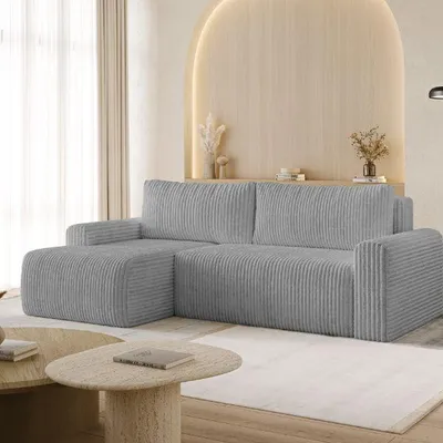 Produktbild von Ecksofa MILO SMALL mit Schlaffunktion und Bettkasten, linke Ecke - TILIA 90