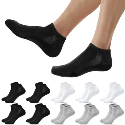 Produktbild von Falechay 10 Paar Sneaker Socken Damen 39-42 Kurze Socken Schwarz-Weiß-Grau