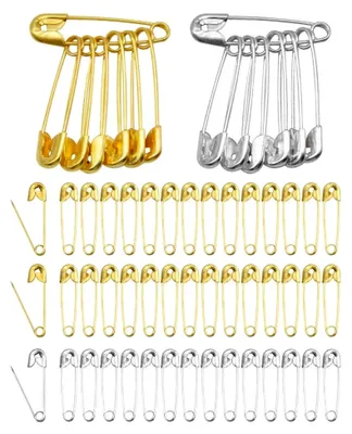 Produktbild von 100 Stück 38 mm Sicherheitsnadeln in Silber und Gold für Kunsthandwerk und Nähen