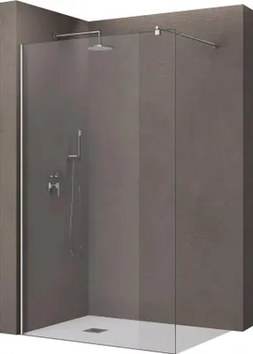 Image de doporro Paroi de Douche à L'italienne Transparent 90cm Pare-Douche Verre de Sécurité 8mm Bremen01K 90x200cm Profilé Chromé avec Stabilisateur en Acier Inoxydable