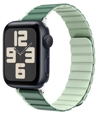 Obrázek produktu pro Pro Apple Watch SE 2023 44mm Dvoubarevný magnetický silikonový řemínek Green