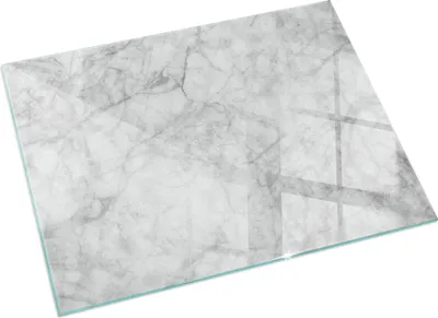 Produktbild von Marmor Textur Muster – Glasbodenplatte für – Kaminofen – Kaminplatte Glas – Schutzglas – Funkenschutzplatte –Glasbodenplatte Feuerfeste – Hitzeschutzplatte – Bodenschutz aus Glas – 60x40 cm