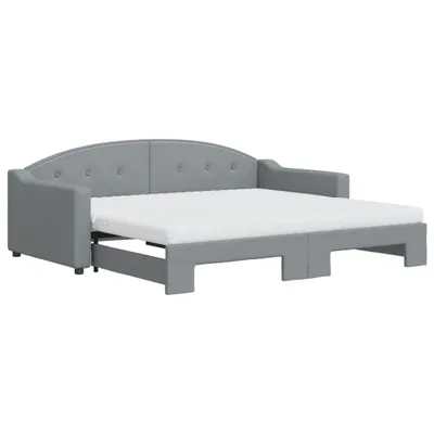 Image de Lit de jour avec gigogne et matelas gris clair 90x190 cm tissu