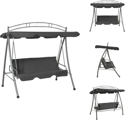 Obrázek produktu pro vidaXL Zahradní houpačka s funkcí lůžka a střechou 198×120×205 cm ocel - Hollywoodské houpačky