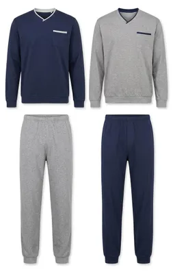 Produktbild von LE JOGGER Pyjama 4 -teilig marine, grau-meliert Größe 60/62, KI-generiertes Bild