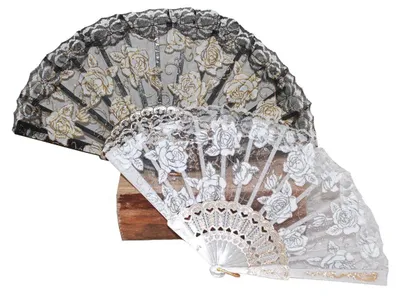 Produktbild von 029, 2er Set Fächer Rose Spitze schwarz weiss Flamenko pvc