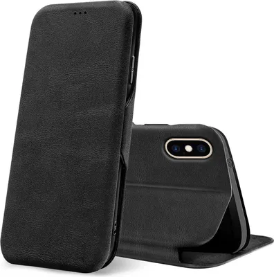 Produktbild von Conie Retro Klapp Tasche für iPhone XS Max Kartenfach Hülle Rundumschutz in Schwarz