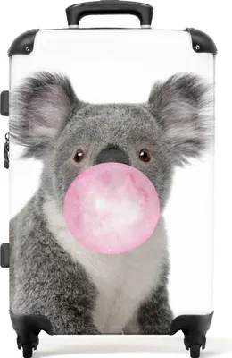 Obrázek produktu pro NoBoringSuitcases.com Dětský kufr střední 67x43x25 cm, 72L, Barevné potisky pro děti: Bílá - Koala se žvýkačkou, Cestovní kufr se 4 kolečky