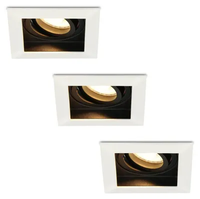 Image de HOFTRONIC - Spot LED encastrable carré 4W 345lm 2700K GU10 blanc orientable dimmable