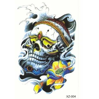 Produktbild von Temporäres Tattoo Totenkopf Design zum Aufkleben, Stickerbogen 10,5 x 6 cm