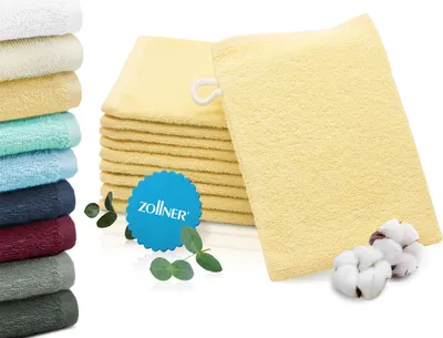 Produktbild von 10er-Set Waschhandschuhe, Baumwolle, 16x21 cm, 400g/qm, gelb