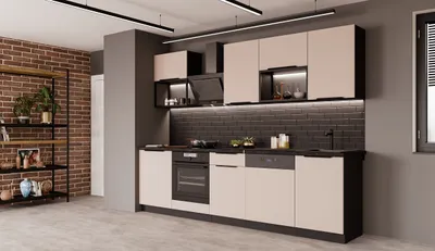 Produktbild von Küche ARONA BASIC LOFT 280 cm Küchenzeile Küchenblock Einbauküche Kaschmir beige matt + Schwarz matt