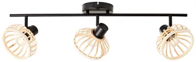Zdjęcie produktu dla Elegancka lampa sufitowa Norah Spotrohr, 3 źródła światła, gwint E14, kolor czarny, wykonana z naturalnych materiałów, model 99739/76