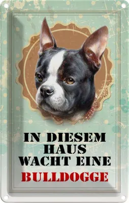 Produktbild von vianmo Blechschild 18x12 cm Hund Haus wacht eine Bulldogge Tier Haustier