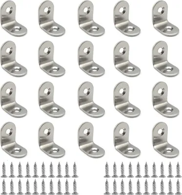 Produktbild von 20 Stück Winkel Klammern 20x20x16mm Edelstahl L Rechtwinklige Winkelverbinder 90 Grad mit 40 Schrauben,Silber