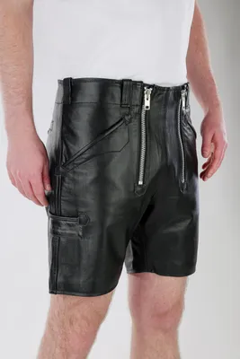 Produktbild von Kurze Lederhose Zimmermann Short aus hochwertigem Rind Nappa Leder – Schwarz / 36