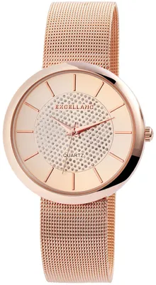 A close-up studio shot of a rose gold analog watch with a mesh band.