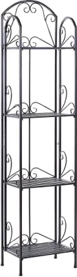 Produktbild von BELIANI Bad Regal Schwarz Metall mit 4 Böden Rechteckig Antik Optik Retro Badezimmer Wohnzimmer Schlafzimmer Wanddekoration