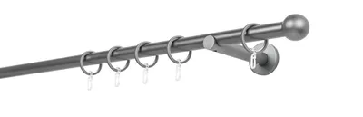 Produktbild von Gardinenstange auf Maß 20mm Ball 1-lauf Wandträger 12cm Farbe: Anthrazit, Größe: 220cm