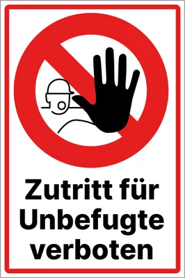 Produktbild von Zutritt für Unbefugte verboten 20cmx30cm mit Klebepads Alu/Dipond Kein Zutritt