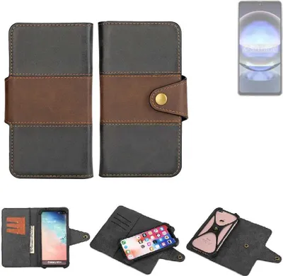 Produktbild von K-S-Trade Handyhülle Schutzhülle Hülle Bookstyle Wallet-Case kompatibel mit Sharp Aquos R8 Bumper Rundumschutz schwarz-braun 1x