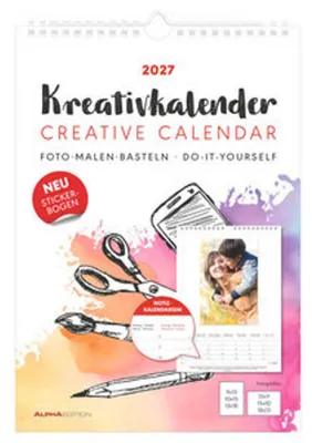 Produktbild von Kreativkalender 2027 A4 4-sprachig zum Selbstgestalten für Fotos und Notizen