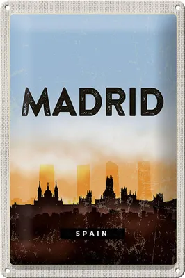Produktbild von Blechschild Reise 20x30cm Madrid Spain Retro Malerisches Bild