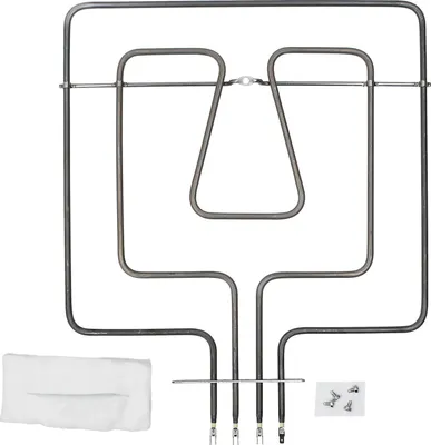 A heating element for an oven, shown with accessories.