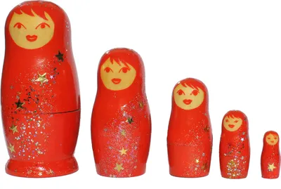 Produktbild von Matroschka Babuschka Sternchen  Holzfiguren  5 Puppen 11cm