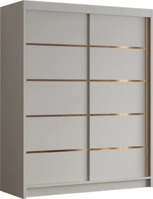 A front view of a modern wardrobe with sliding doors.