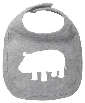 Produktbild von Huuraa Baby Lätzchen Nilpferd Silhouette Heather Grey Klettverschluss  Baumwolle Latz Geschenkidee