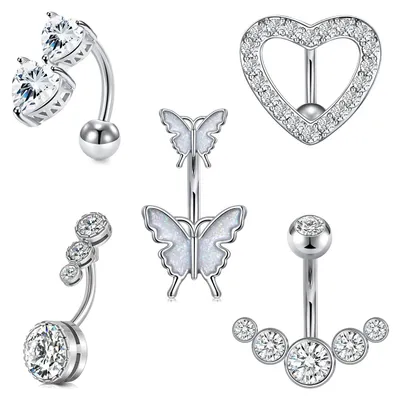 Image de Solidchoice - Piercing nombril en acier chirurgical 14G avec zirconium