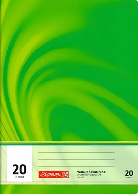 A close-up of a green notebook cover with a swirling design and product information at the bottom.