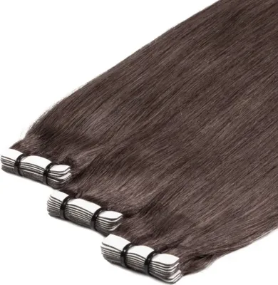 Produktbild von hair2heart Premium Tape Extensions Echthaar glatt - 10 Tapes 2.5g 60cm 6/0 dunkelblond