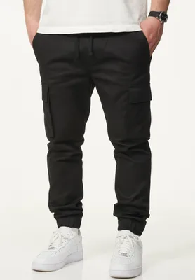 Produktbild von DAILY Baumwolle Herren Cargohose als Stoffhose mit Cargo Taschen - Freizeithose Herren Jogger-Hose Jeans mit Gummibund & Tunnelzug Pants