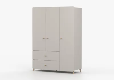 Produktbild von Drehtürenschrank MARIO 3D, Kinderzimmer, Kleiderschrank Schrank 120 cm Kaschmir/Kaschmir, Holzgriffe