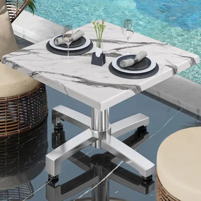 Produktbild von WBO | Jamaika Loungetisch | B:T:H 70 x 70 x 40 cm | Weiß Marmor / Aluminium | Bistro Loungetisch Gastro Tisch