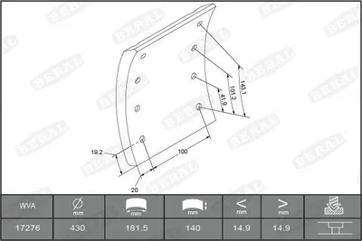 Produktbild von BERAL Bremsbelagsatz Trommelbremse KBL17276.0-1560 Hinten passend für MERCEDES-BENZ T2/L 15mm 140mm 5,248kg