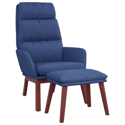 Imagen del producto de Sillón reclinable con reposapiés, color azul, tapizado en tela