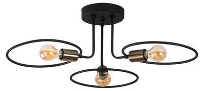 Image de Plafonnier Luminaire en métal noir 66 x 66 x 22 cm 3 lumières E27 40 W IP20
