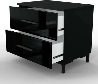 Image de Table de chevet LED haute brillance Tiroirs Table de chevet Commode Meuble ; noir-blanc