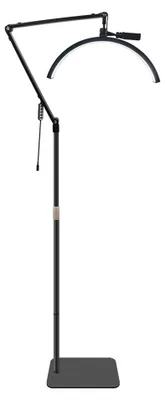 Zdjęcie produktu dla HD-M40X 36 W lampa wideo LED do podłogi, światło wypełniające w kształcie półksiężyca, 3000 K šC 6000 K, ściemniana, z wysuwanym metalowym stojakiem, klipsem na telefon i pilotem do makijażu w salonie kosmetycznym, transmisji na żywo, lampka nocna, czytanie