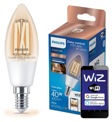 Zdjęcie produktu dla Żarówka LED FILAMENT E14 4.9W 27-65K 470LM Z REGULACJĄ JASNOŚCI WI-FI WIZ