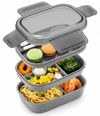 Lunchbox 1900 ml, lekvrije Bento Box mit Fächern und Gabel