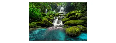 Produktbild von Muralo Fototapete Natur 225 (B) x 150 (H) cm Vlies Tapete Wandtapeten Wasserfall Steine Bäume Pflanzen Wohnzimmer Schlafzimmer moderne Wandbilder XXL Landschaft Panorama Wand Dekoration