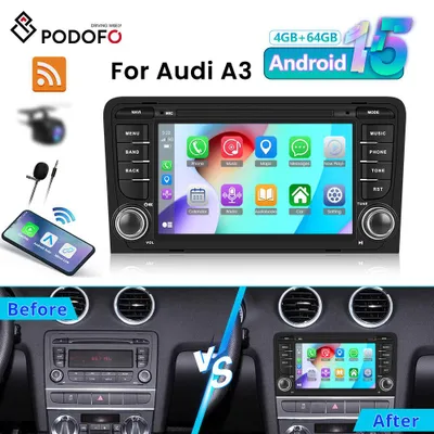 Image de Autoradio multimédia - Écran de 7 pouces - Android 15 - Compatible avec Audi A3 8P S3 RS3 - CarPlay sans fil