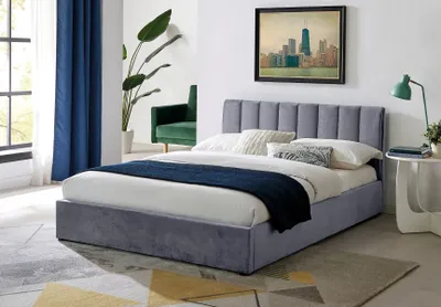Zdjęcie produktu dla Łóżko tapicerowane MONTREAL VELVET 160x200 szare z pojemnikiem